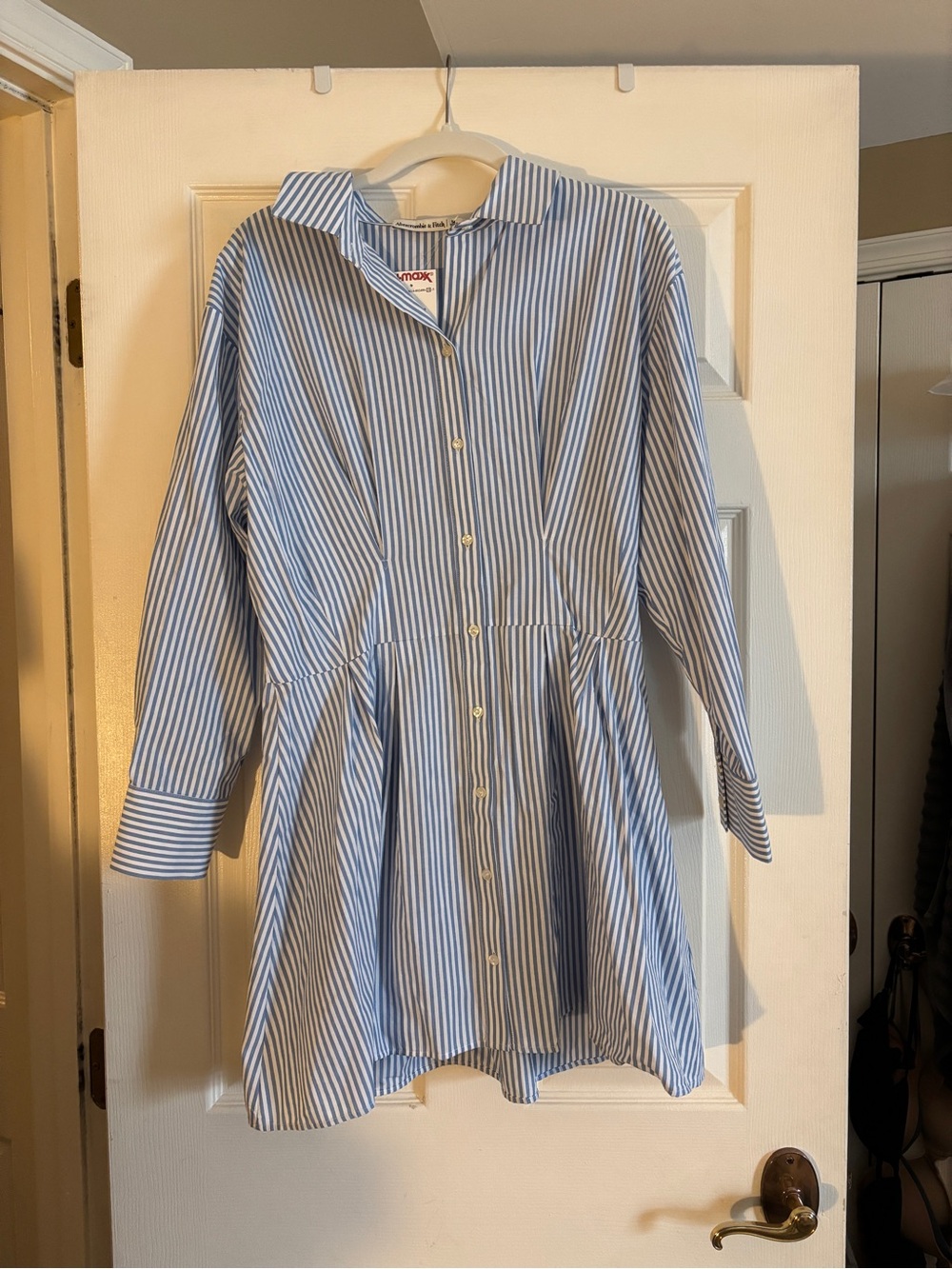 Classic Blue Stripe Button-Front Dress